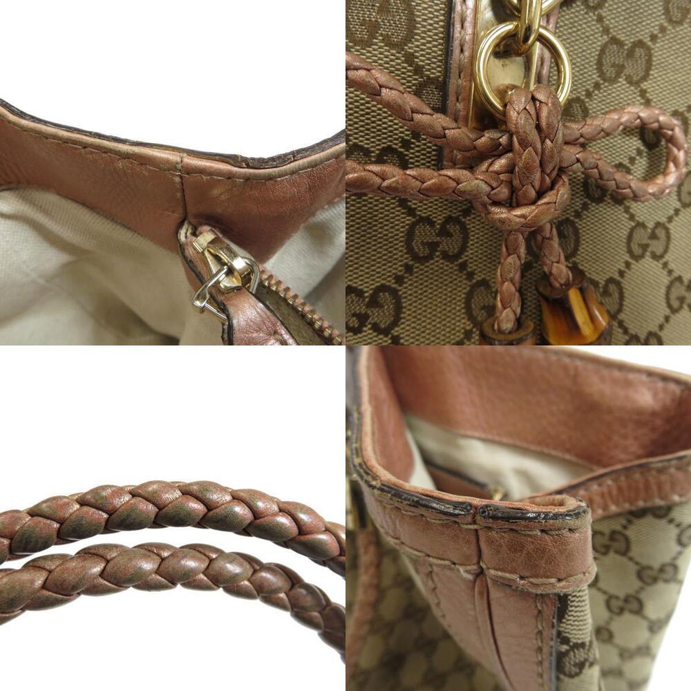 Gucci canvas signature braided leather tote Bella GG monogram - Picture 7 of 11